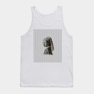 Girl with the Pearl Earring Painting in Vertical Stripes Pattern Tank Top